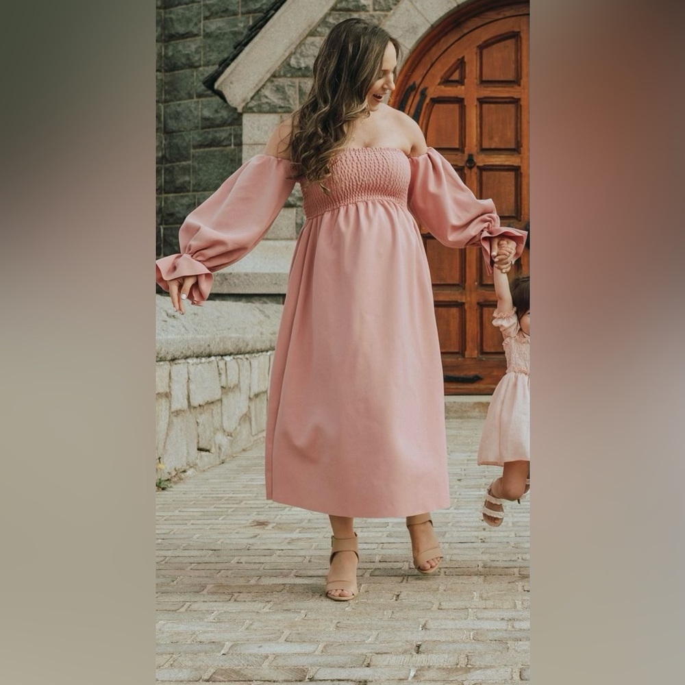 Pink maternity dress